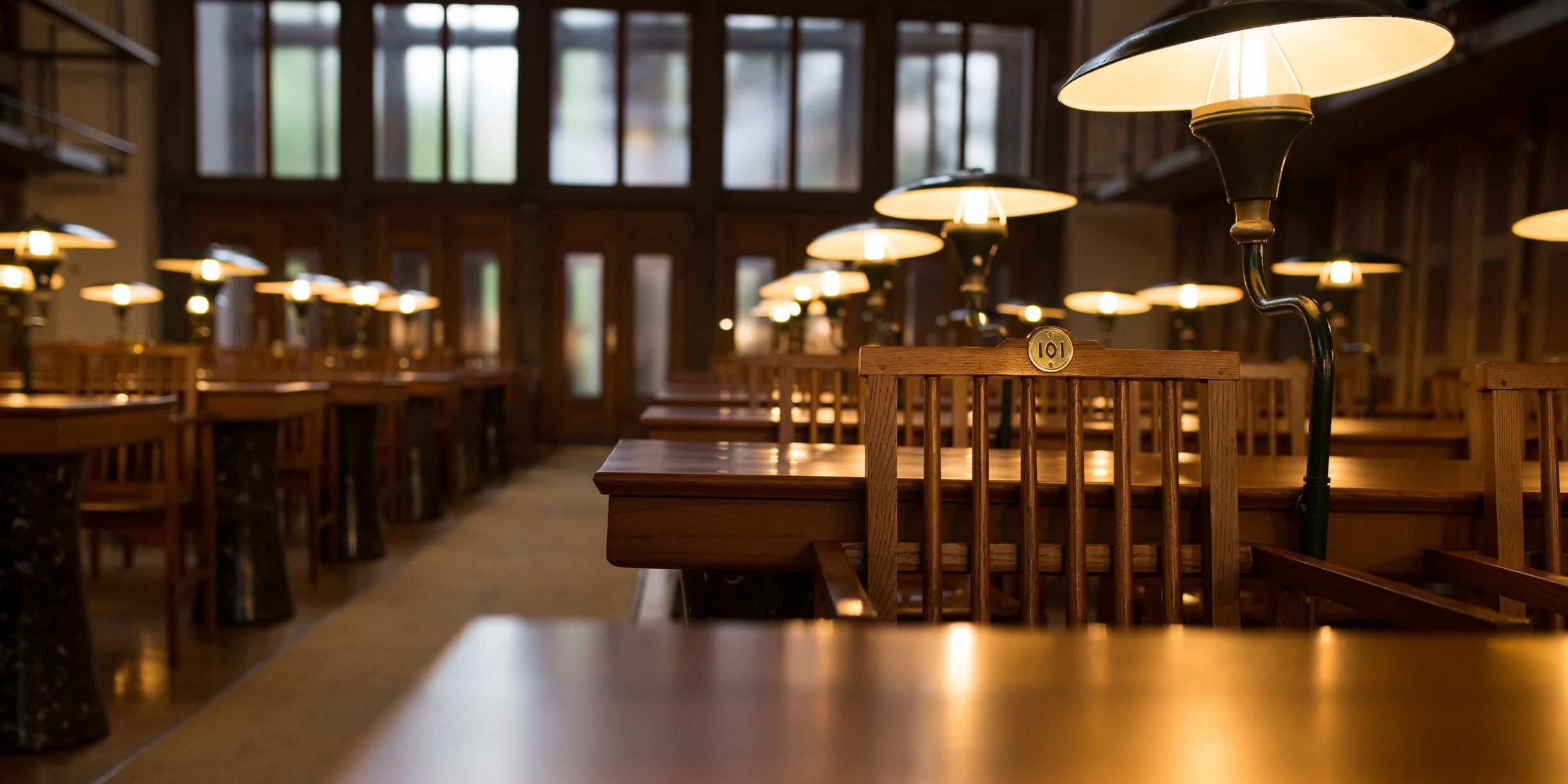 Library shelves with academic books